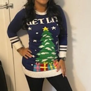 “Get Lit” ugly christmas sweater